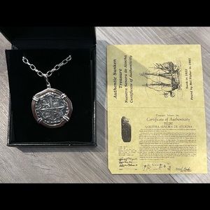 Nuestra Senora De Atocha coin. Sterling Silver coin & chain. New never worn.